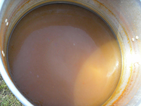 Crawfish boiling water.