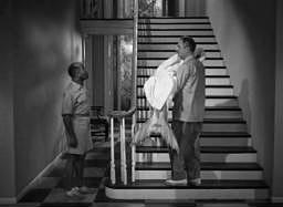 Capture from Mr. Peabody and the Mermaid (Irving Pichel, 1948): Mr. Peabody (William Powell) Carrying the Mermaid (Ann Blyth) Upstairs