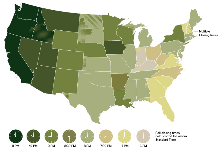 Map of Poll Closing Times