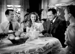 Capture from The Red House: Edward G. Robinson (Pete Morgan), Lon McCallister (Nath Storm), Allene Roberts (Meg), and Julie London (Tibby)