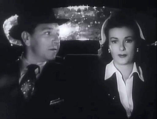 Capture from The Scar (Hollow Triumph), John Muller (Paul Henreid) and Evelyn Hahn (Joan Bennett) in the cab