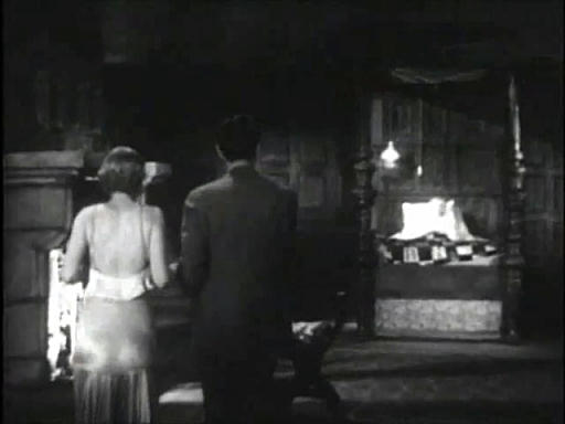 Capture from The Old Dark House (James Whale, 1932), Gloria Stuart (Margaret Waverton), Raymond Massey (Philip Waverton), and Elspeth Dudgeon (Sir Roderick Femm)